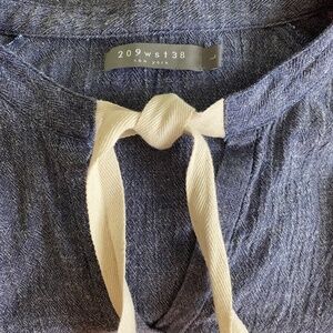 209wst38 New York tie-collar blue shirt SZ L